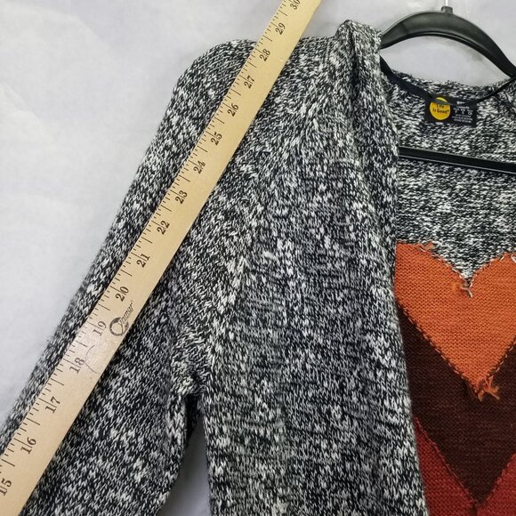 Life Is Good Hoodie Cardigan Women's S Sunset Heart Black White Knit Open Front - Picture 14 of 15